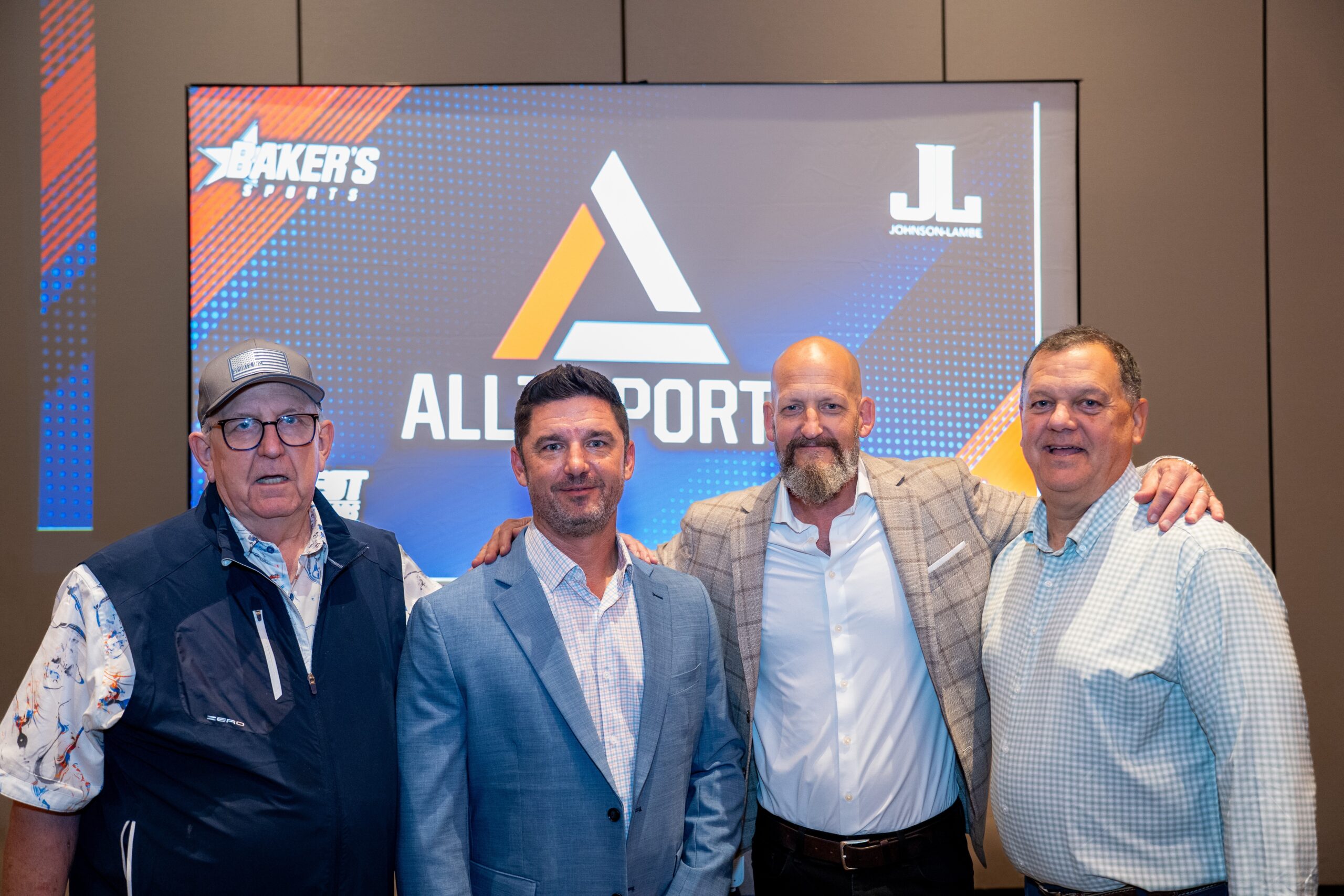 From left to right: John Lassiter (Midwest Sporting Goods), Josh Baker (Baker's Sports), Rhett Johnson (Johnson-Lambe) and Mike Miros (First Team Sports).
